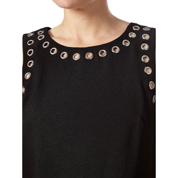 🆕 Adrianna Papell Grommet Studded Shift Dress 6 Black - Picture 3 of 13